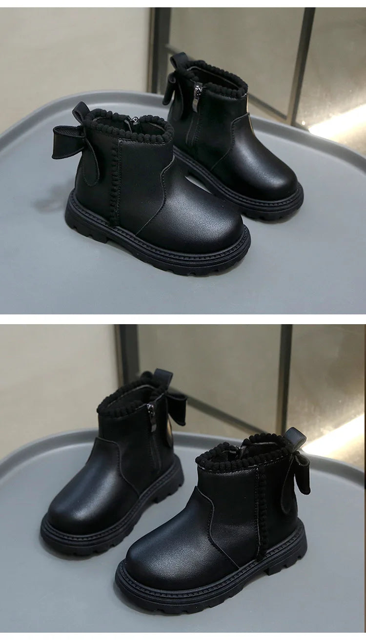 Kids Winter Boots – Warm Toddler Footwear PU Leather Ankle High Shoes - ZOOMNSTORE