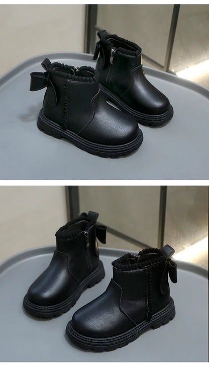 Kids Winter Boots – Warm Toddler Footwear PU Leather Ankle High Shoes - ZOOMNSTORE