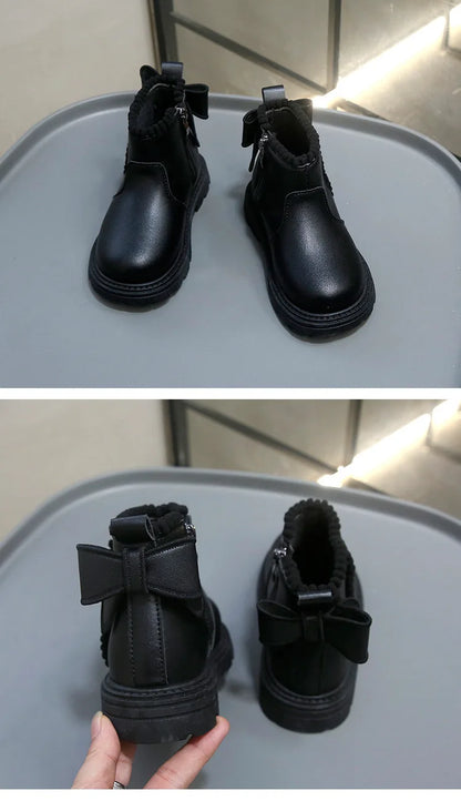 Kids Winter Boots – Warm Toddler Footwear PU Leather Ankle High Shoes - ZOOMNSTORE