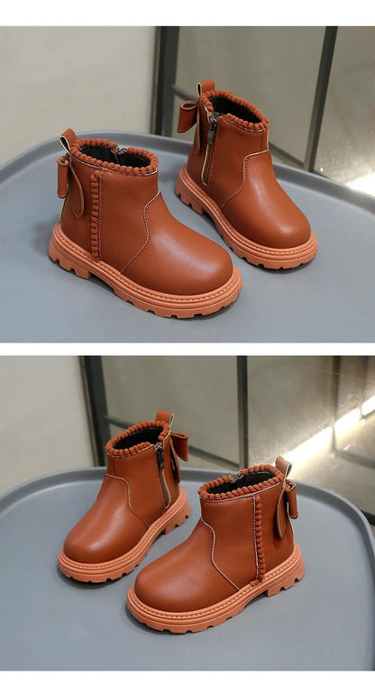 Kids Winter Boots – Warm Toddler Footwear PU Leather Ankle High Shoes - ZOOMNSTORE