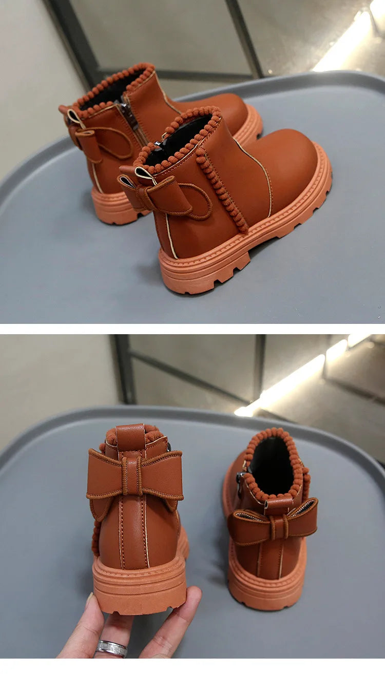 Kids Winter Boots – Warm Toddler Footwear PU Leather Ankle High Shoes - ZOOMNSTORE