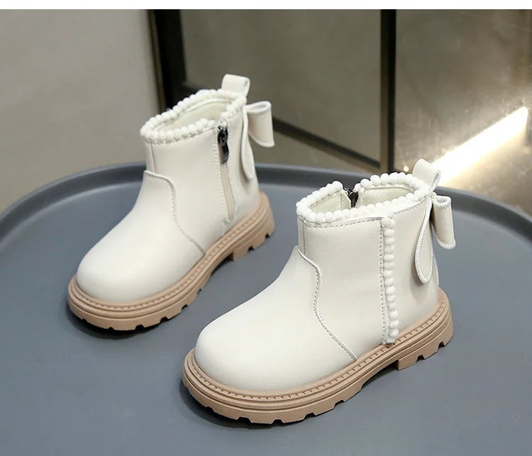 Kids Winter Boots – Warm Toddler Footwear PU Leather Ankle High Shoes - ZOOMNSTORE