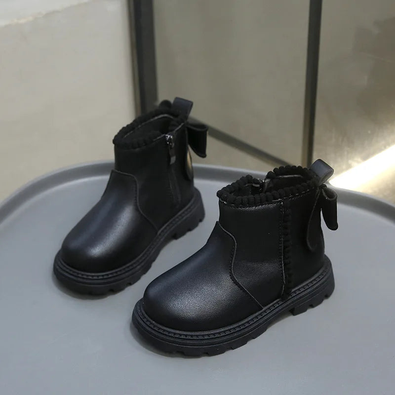 Kids Winter Boots – Warm Toddler Footwear PU Leather Ankle High Shoes - ZOOMNSTORE