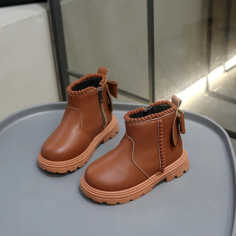 Kids Winter Boots – Warm Toddler Footwear PU Leather Ankle High Shoes - ZOOMNSTORE