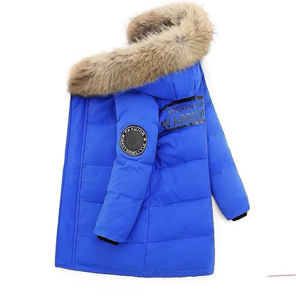 Kids Winter Jacket - Children Padded Coat With Fur Collar Hooded Parka - ZOOMNSTORE