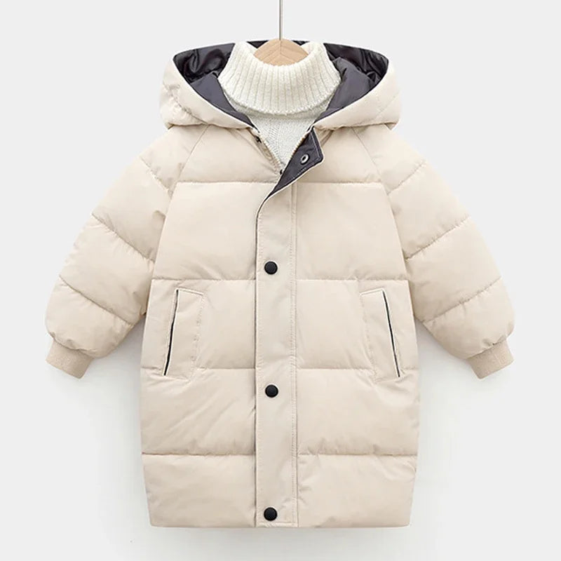 Kids Winter Jacket - Children Padded Coat With Fur Collar Hooded Parka - ZOOMNSTORE