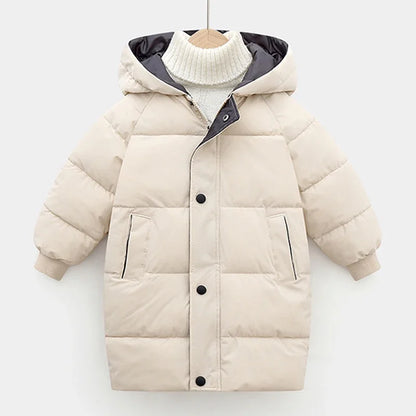 Kids Winter Jacket - Children Padded Coat With Fur Collar Hooded Parka - ZOOMNSTORE