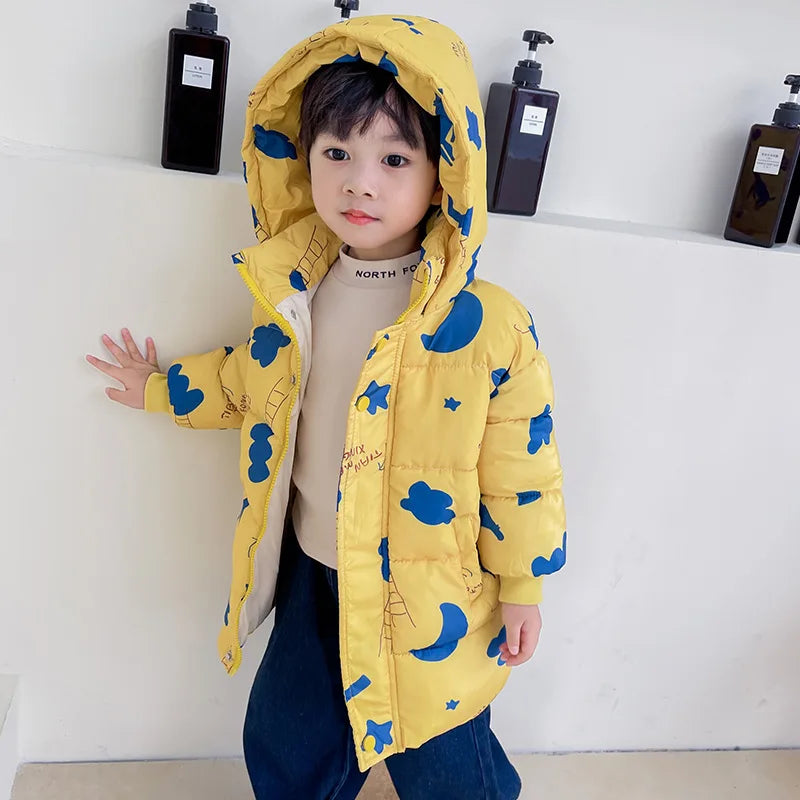 Kids Down Jacket - Hooded Winter Windbreaker Coat for Ages 2-7 - ZOOMNSTORE
