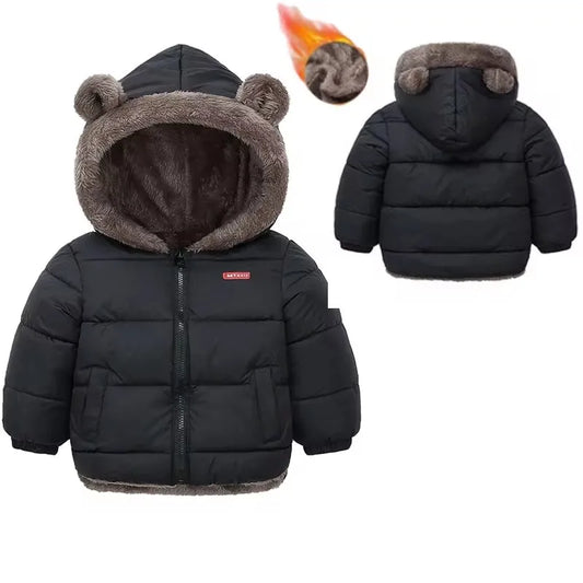 Kids Thick Padded Hooded Winter Jacket - Warm Fleece Snowsuit Outerwear - ZOOMNSTORE