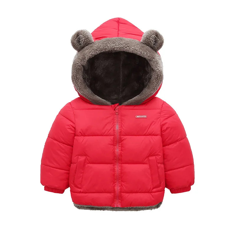 Kids Thick Padded Hooded Winter Jacket - Warm Fleece Snowsuit Outerwear - ZOOMNSTORE