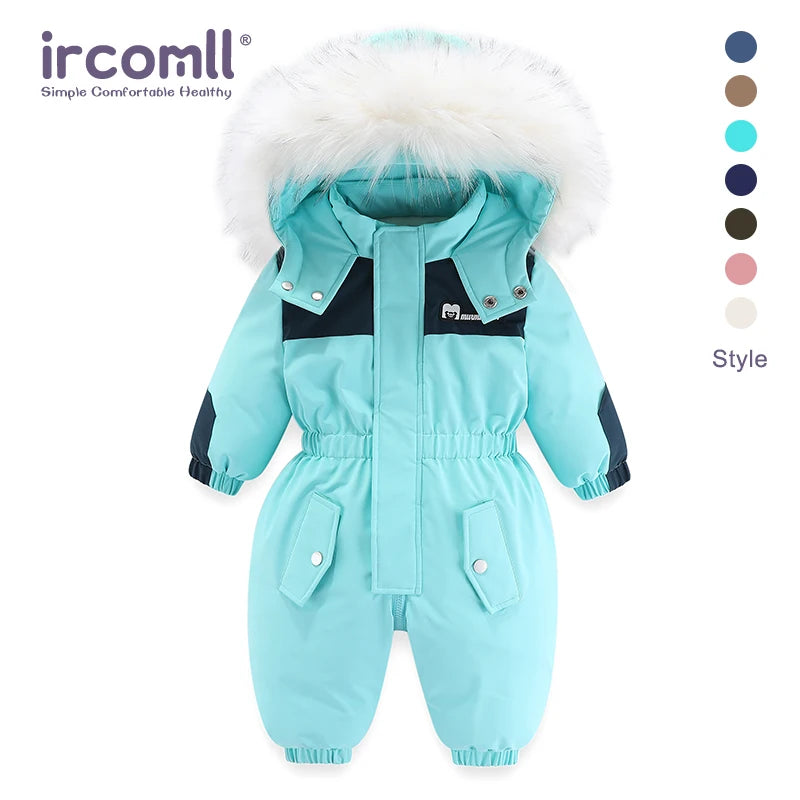 Kids Winter Snowsuit - Waterproof Toddler Snow Jumpsuit with Plush Velvet Jacket - ZOOMNSTORE