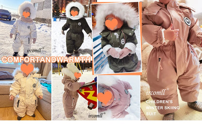 Kids Winter Snowsuit - Waterproof Toddler Snow Jumpsuit with Plush Velvet Jacket - ZOOMNSTORE