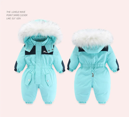 Kids Winter Snowsuit - Waterproof Toddler Snow Jumpsuit with Plush Velvet Jacket - ZOOMNSTORE
