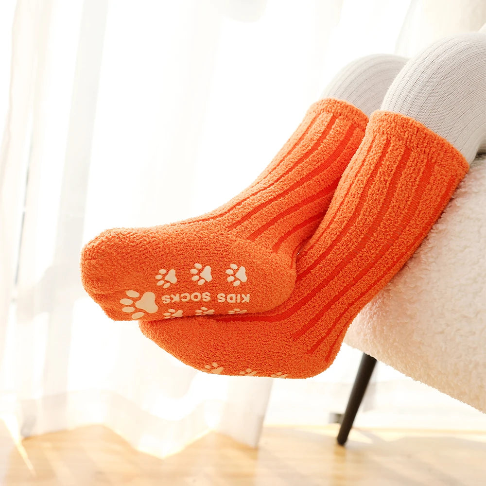 Kids Socks Thick Cold Winter Socks Super Warm Baby Snow Socks Christmas Gifts Coral Fleece Silicone Non-slip Floor Socks - ZOOMNSTORE