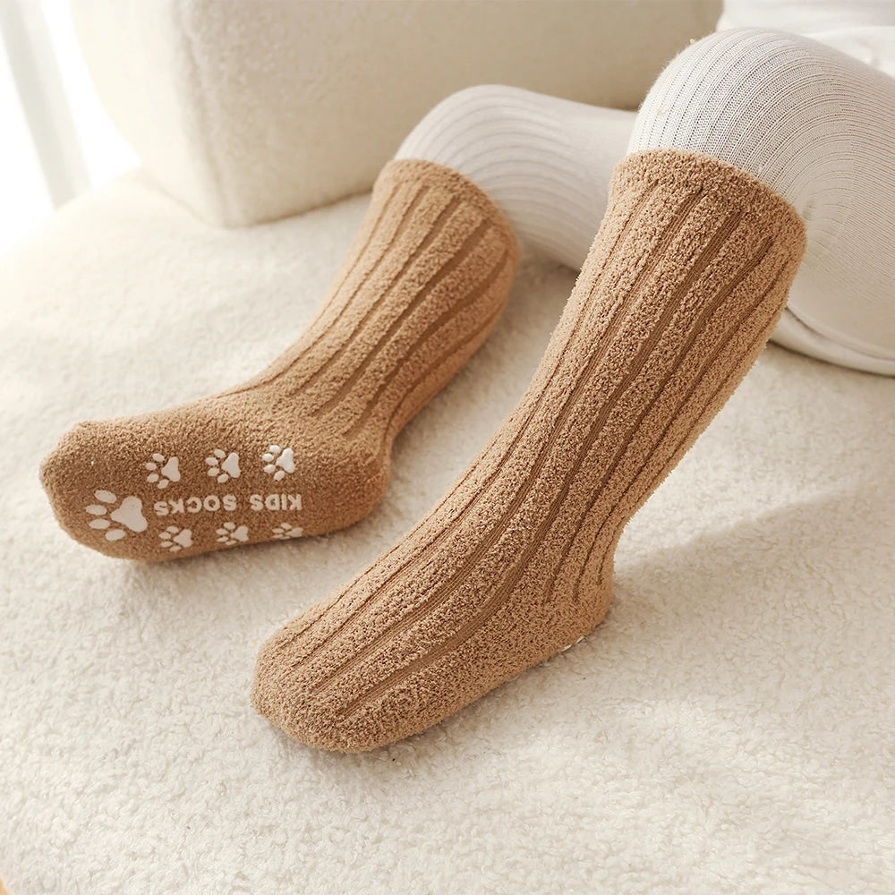 Kids Socks Thick Cold Winter Socks Super Warm Baby Snow Socks Christmas Gifts Coral Fleece Silicone Non-slip Floor Socks - ZOOMNSTORE