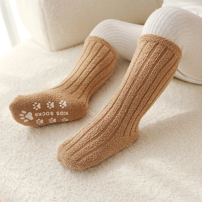 Kids Socks Thick Cold Winter Socks Super Warm Baby Snow Socks Christmas Gifts Coral Fleece Silicone Non-slip Floor Socks - ZOOMNSTORE