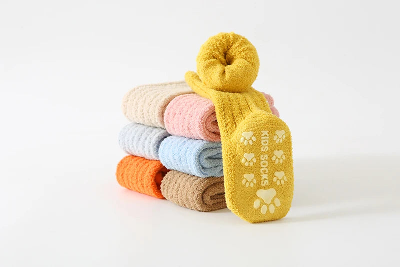 Kids Socks Thick Cold Winter Socks Super Warm Baby Snow Socks Christmas Gifts Coral Fleece Silicone Non-slip Floor Socks - ZOOMNSTORE