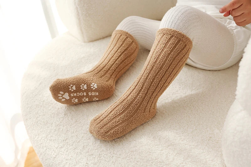 Kids Socks Thick Cold Winter Socks Super Warm Baby Snow Socks Christmas Gifts Coral Fleece Silicone Non-slip Floor Socks - ZOOMNSTORE