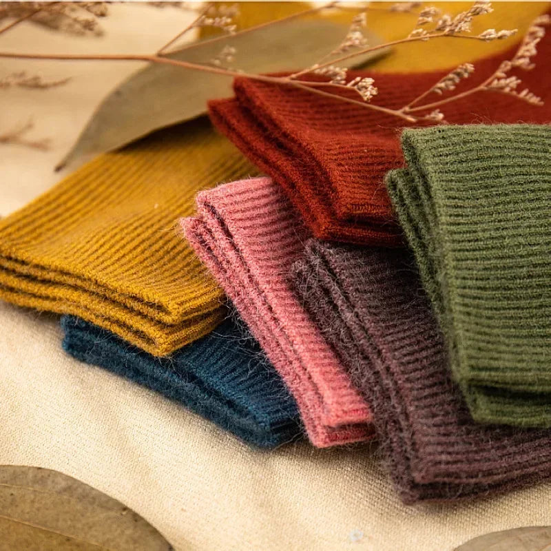 Kids Wool Cashmere Socks Children Boys Girls Soft Thermal Stockings for Baby Fashion Solid Color Kids High Long Winter Stuff - ZOOMNSTORE