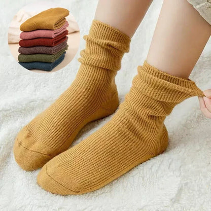Kids Wool Cashmere Socks Children Boys Girls Soft Thermal Stockings for Baby Fashion Solid Color Kids High Long Winter Stuff - ZOOMNSTORE