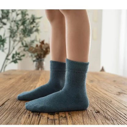 Kids Wool Cashmere Socks Children Boys Girls Soft Thermal Stockings for Baby Fashion Solid Color Kids High Long Winter Stuff - ZOOMNSTORE