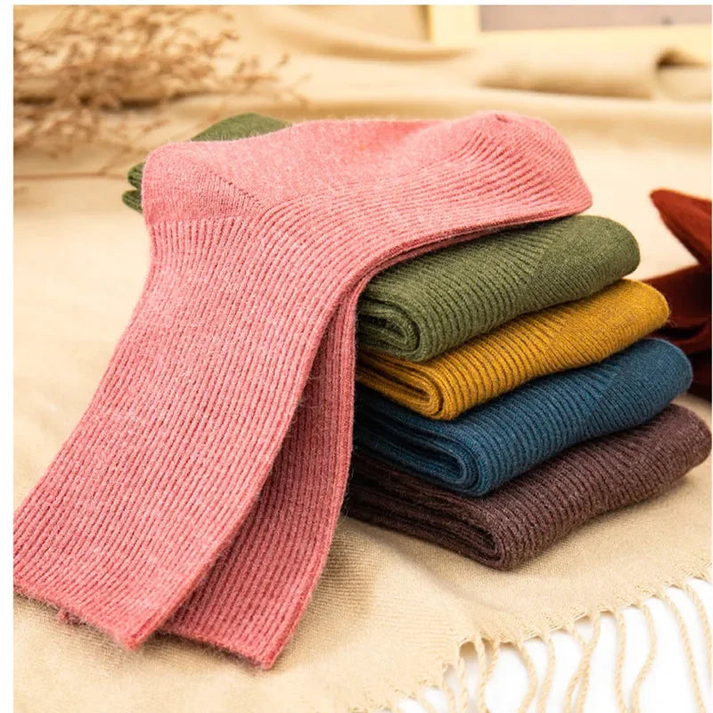 Kids Wool Cashmere Socks Children Boys Girls Soft Thermal Stockings for Baby Fashion Solid Color Kids High Long Winter Stuff - ZOOMNSTORE