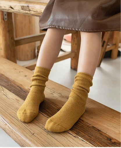 Kids Wool Cashmere Socks Children Boys Girls Soft Thermal Stockings for Baby Fashion Solid Color Kids High Long Winter Stuff - ZOOMNSTORE