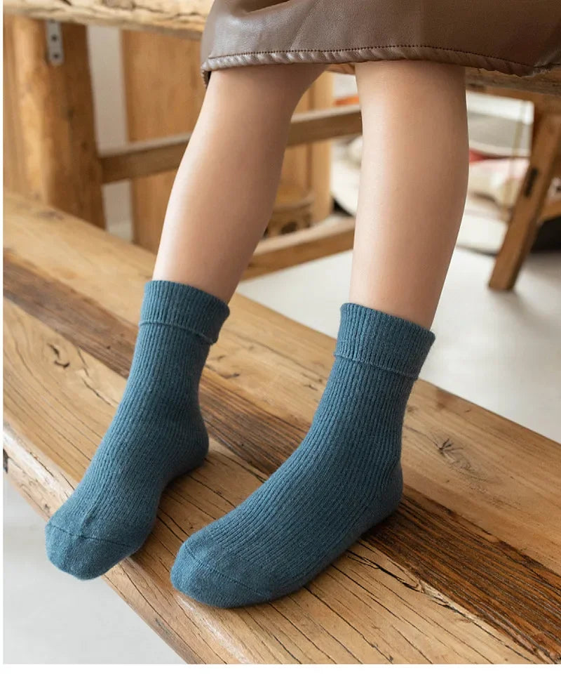 Kids Wool Cashmere Socks Children Boys Girls Soft Thermal Stockings for Baby Fashion Solid Color Kids High Long Winter Stuff - ZOOMNSTORE