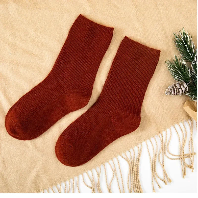 Kids Wool Cashmere Socks Children Boys Girls Soft Thermal Stockings for Baby Fashion Solid Color Kids High Long Winter Stuff - ZOOMNSTORE