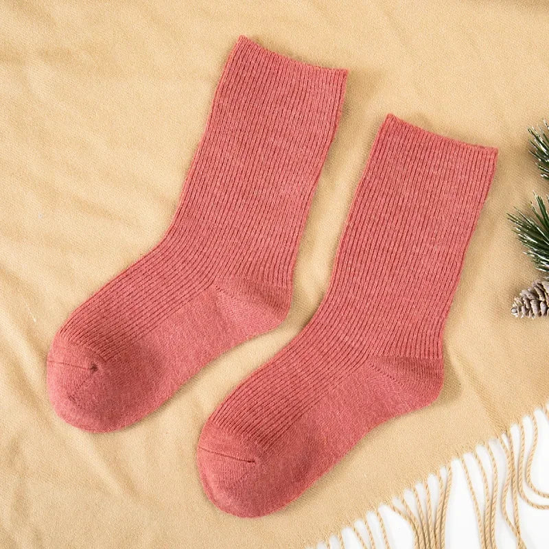 Kids Wool Cashmere Socks Children Boys Girls Soft Thermal Stockings for Baby Fashion Solid Color Kids High Long Winter Stuff - ZOOMNSTORE