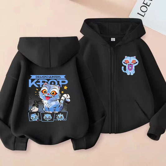 Kids Tiger Hoodie - Kpop Demon Hunters Zip Up Sweatshirt for Boys and Girls - ZOOMNSTORE