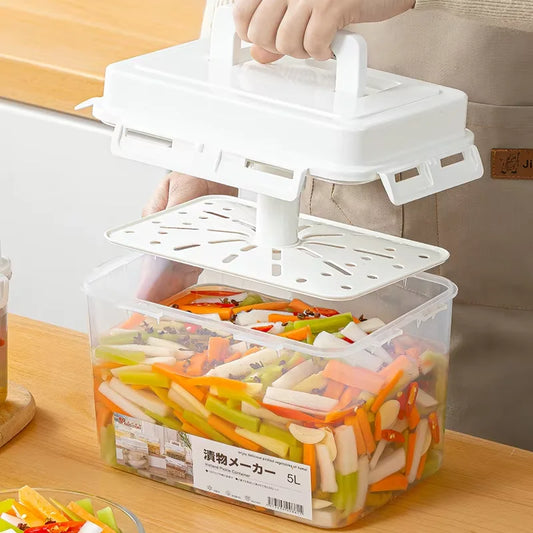 Kimchi Fermentation Container - 4/5L Leakproof Pickle Storage Jar with Detachable Press Plate - ZOOMNSTORE