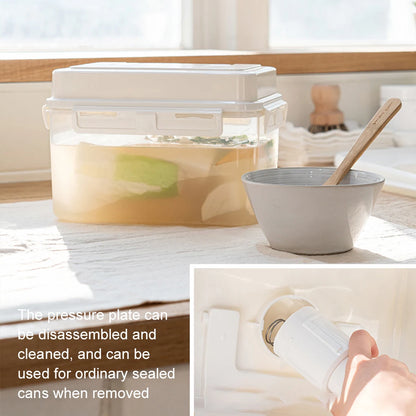Kimchi Fermentation Container - 4/5L Leakproof Pickle Storage Jar with Detachable Press Plate - ZOOMNSTORE