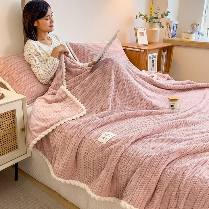 King Size Plaid Throw Blanket - Winter Sofa Comforter - ZOOMNSTORE