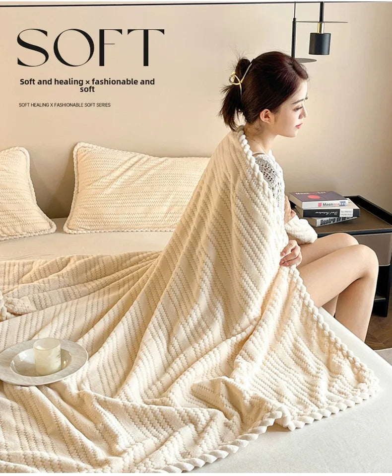 King Size Plaid Throw Blanket - Winter Sofa Comforter - ZOOMNSTORE