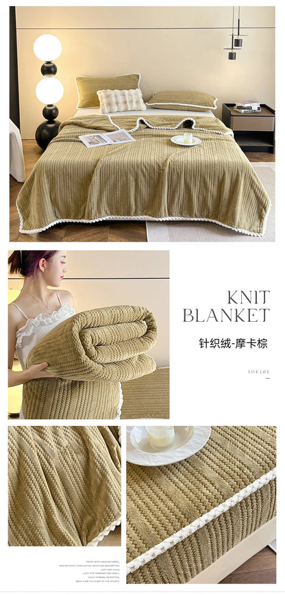 King Size Plaid Throw Blanket - Winter Sofa Comforter - ZOOMNSTORE