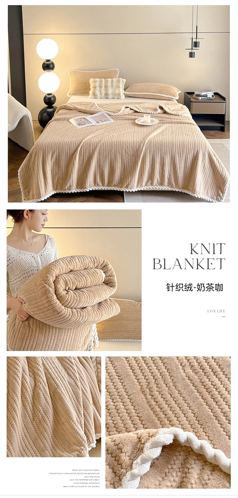 King Size Plaid Throw Blanket - Winter Sofa Comforter - ZOOMNSTORE