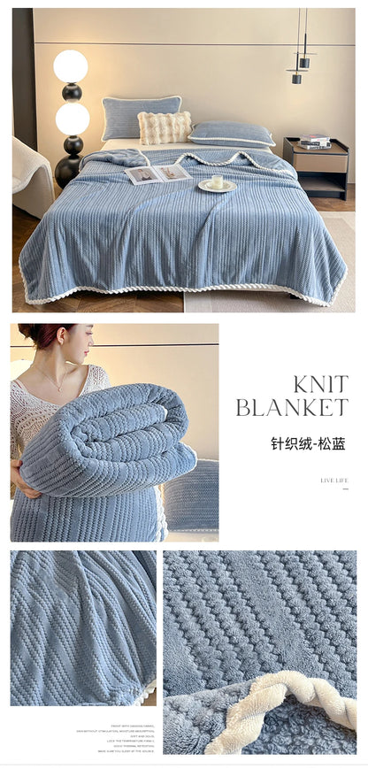 King Size Plaid Throw Blanket - Winter Sofa Comforter - ZOOMNSTORE