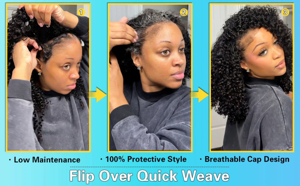 Kinky Curly Half Wig - 200% Density Remy Hair Glueless Clip In Wigs With Pre Plucked Hairline - ZOOMNSTORE
