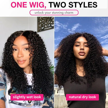 Kinky Curly Wigs - Glueless Human Hair 13x6 Lace Frontal, 7x5 HD Closure - ZOOMNSTORE