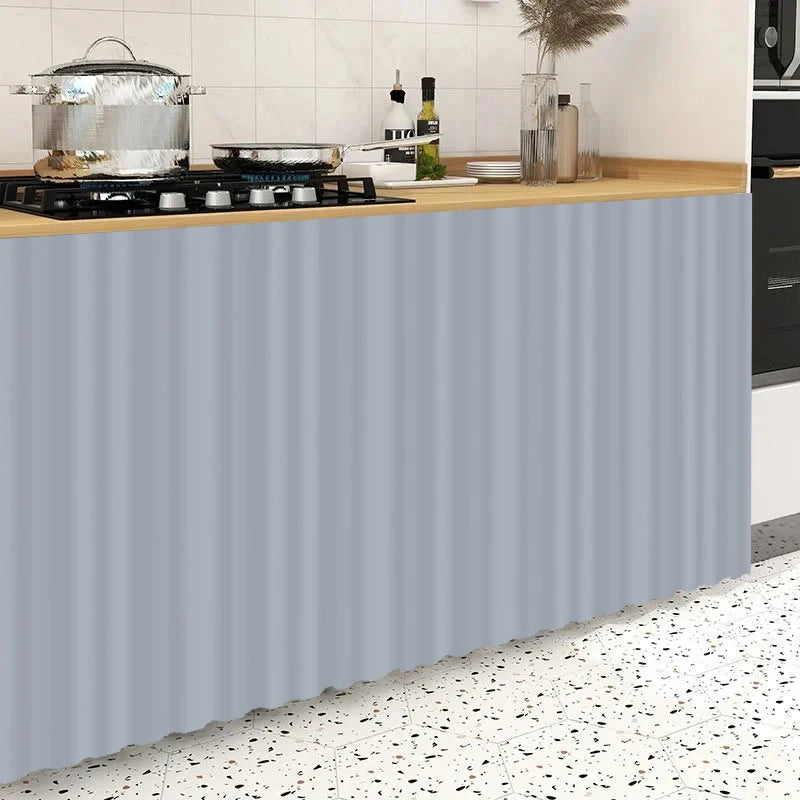 Kitchen Cabinet Curtain – Self Adhesive Polyester Shade Panel | Easy Install Velcro Cover - ZOOMNSTORE