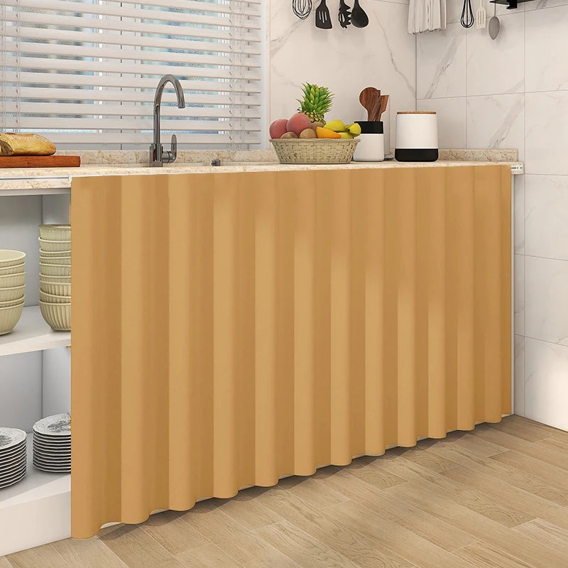 Kitchen Cabinet Curtain – Self Adhesive Polyester Shade Panel | Easy Install Velcro Cover - ZOOMNSTORE