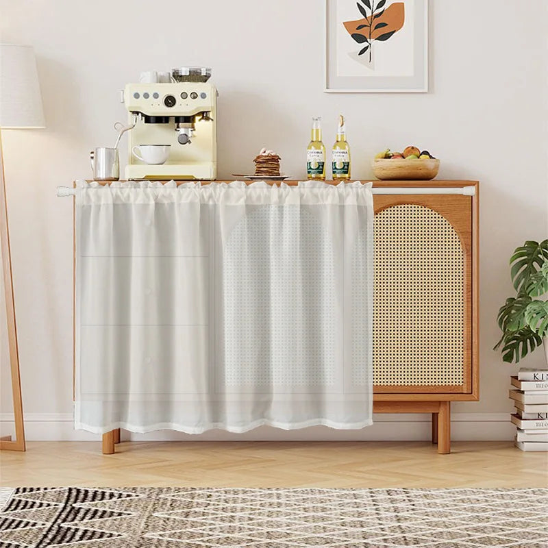 Kitchen Cabinet Curtain - Waterproof Matte Satin Weave Panel for Flat Windows - ZOOMNSTORE