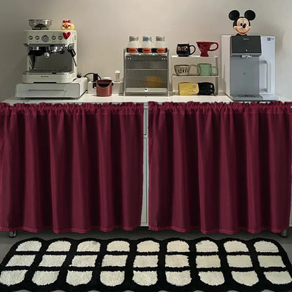 Kitchen Cabinet Curtain - Waterproof Matte Satin Weave Panel for Flat Windows - ZOOMNSTORE