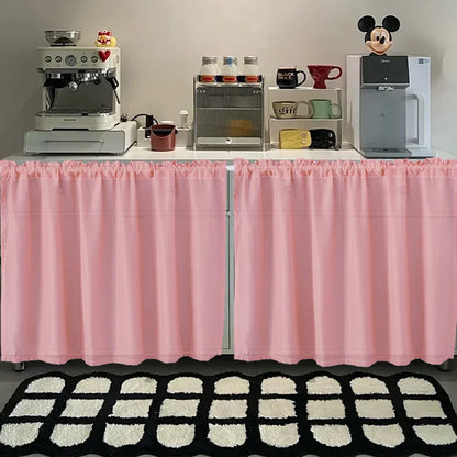 Kitchen Cabinet Curtain - Waterproof Matte Satin Weave Panel for Flat Windows - ZOOMNSTORE