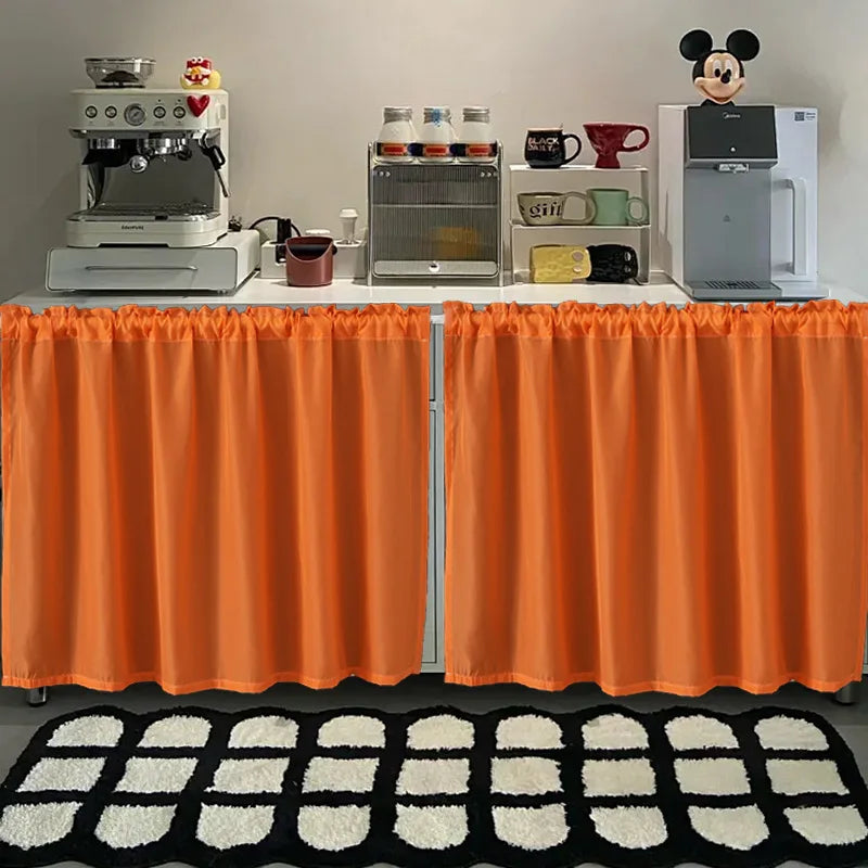 Kitchen Cabinet Curtain - Waterproof Matte Satin Weave Panel for Flat Windows - ZOOMNSTORE