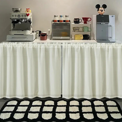 Kitchen Cabinet Curtain - Waterproof Matte Satin Weave Panel for Flat Windows - ZOOMNSTORE