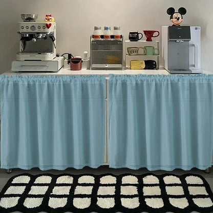 Kitchen Cabinet Curtain - Waterproof Matte Satin Weave Panel for Flat Windows - ZOOMNSTORE