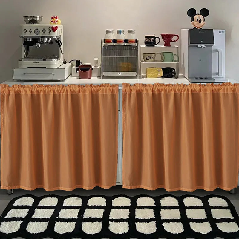 Kitchen Cabinet Curtain - Waterproof Matte Satin Weave Panel for Flat Windows - ZOOMNSTORE