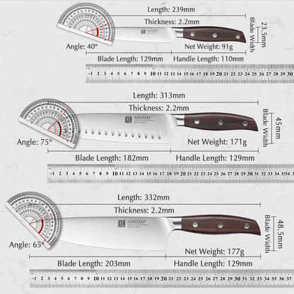 XINZUO High Quality Paring  Utility Cleaver Knife Set - 35 5 8 Germany 14116 Stainless Steel - ZOOMNSTORE